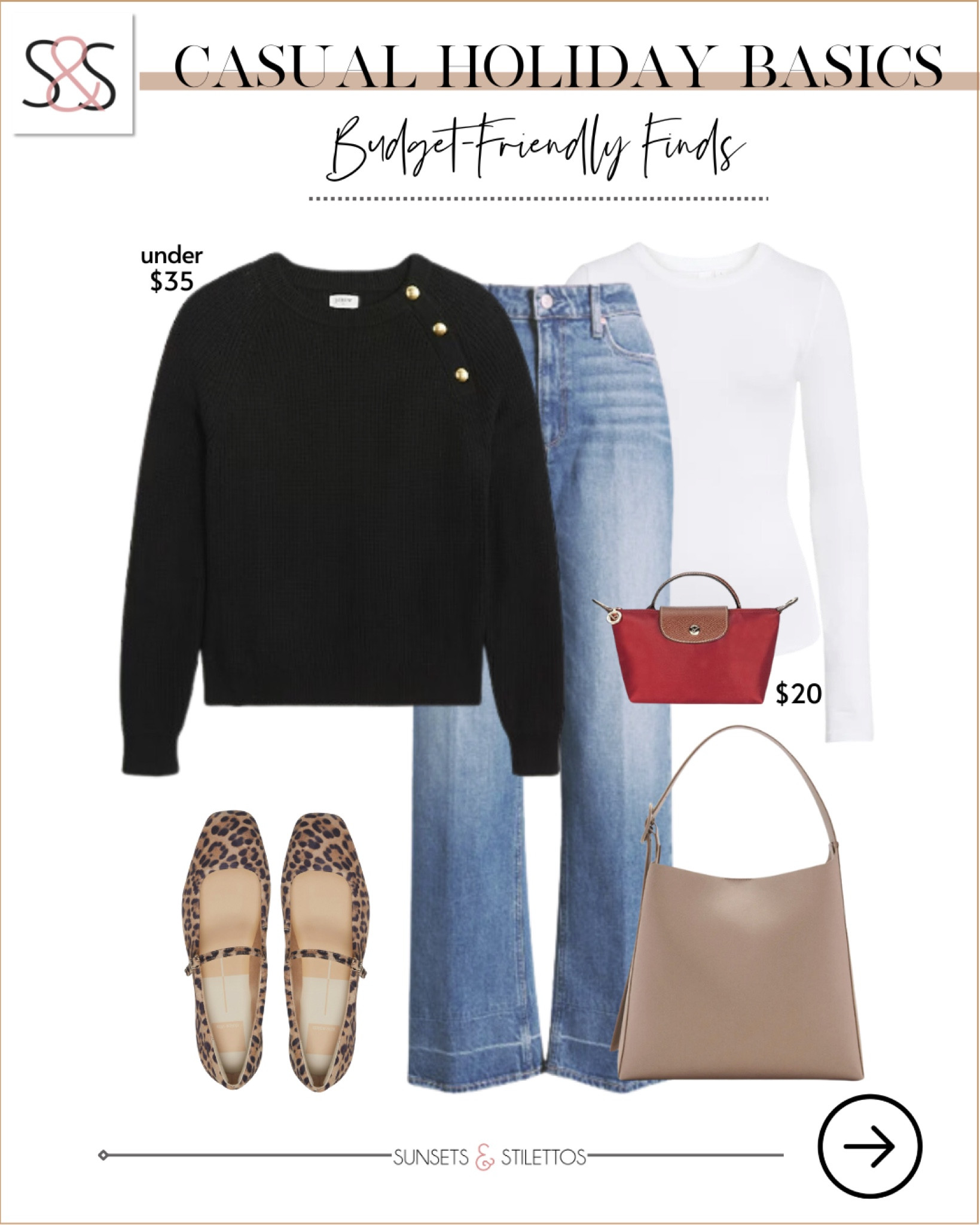 This sweater has the cutest buttons down the shoulder. Pair with ballet flats and wide leg jeans for a great casuallook!

Sunsets and Stilettos, workwear, leopard flats

#LTKHoliday #LTKOver40 #LTKFindsUnder50