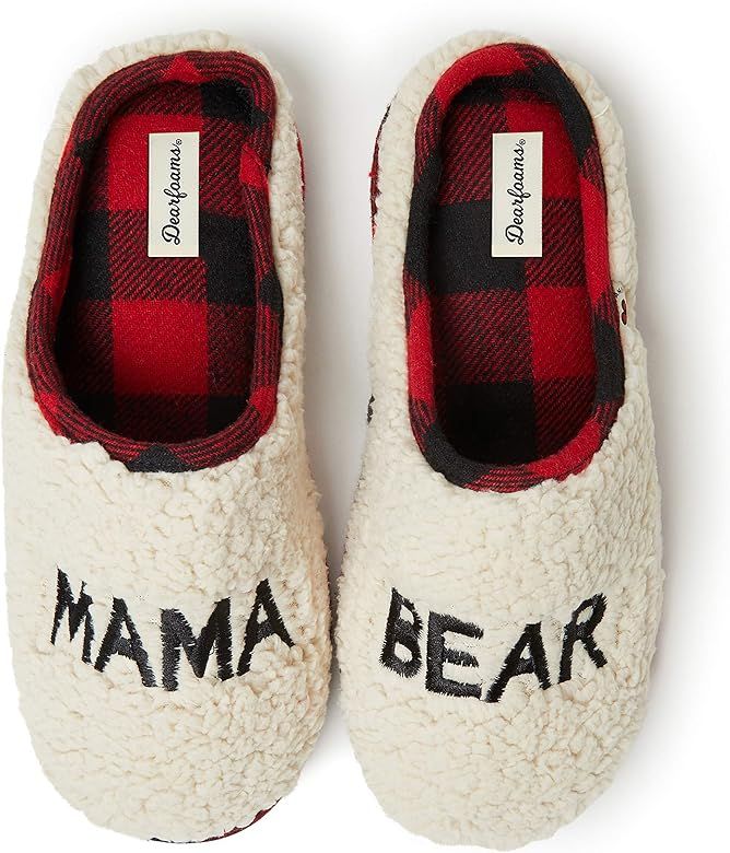 Dearfoams Women's Family Collection Mama Bear Fluffy Sherpa Clog Slipper | Amazon (US)