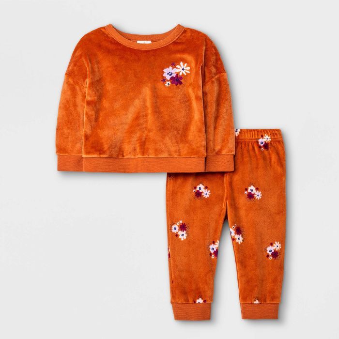 Baby Girls' Velour Top & Bottom Set - Cat & Jack™ Rust | Target