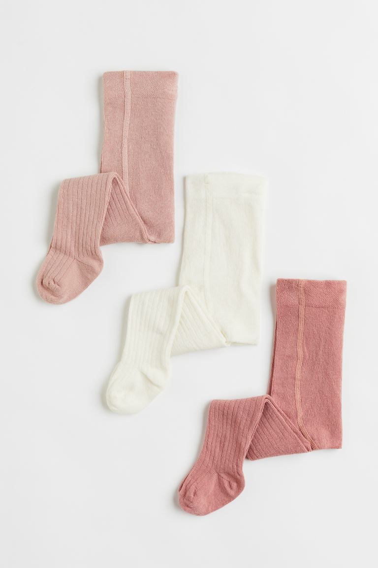 3-pack Tights - Light pink/white/dusty rose - Kids | H&M US | H&M (US + CA)