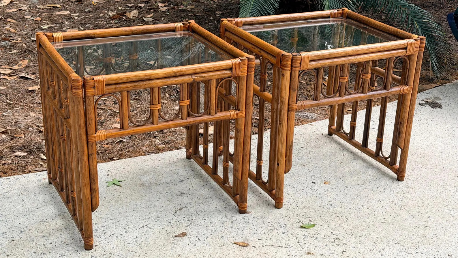 Vintage Rattan Bamboo Side Tables - Pair | Etsy (Global)