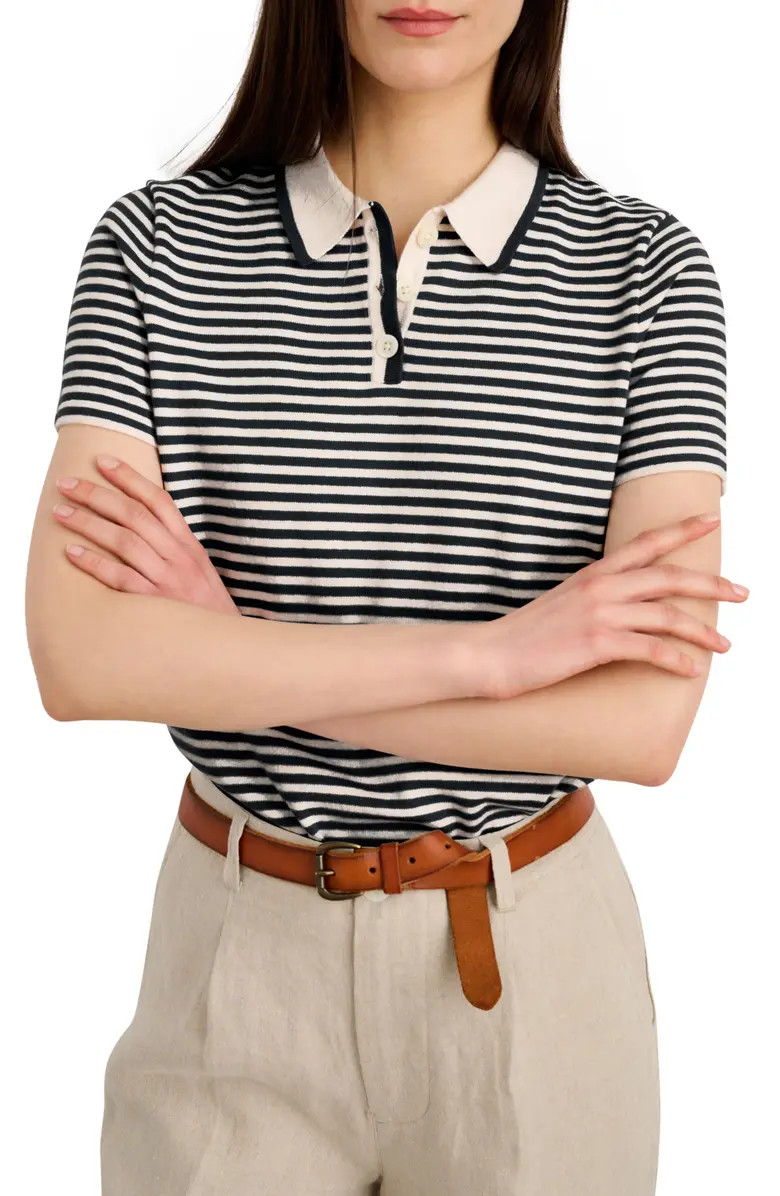 Albertina Stripe Cotton Polo Sweater | Nordstrom