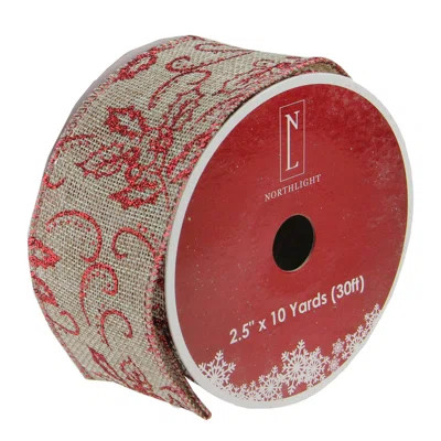 Red and Beige Burlap Wired Christmas Craft Ribbon Spools - 2.5" x 120 Yards | Wayfair North America