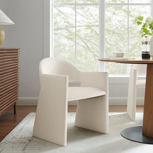 Modway Talia Performance Velvet Dining Armchair in Alabaster - Modern Curved Dining Chair with Open-Back - Stain-Resistant Velvet Barrel Chair - Living Room Accent Chair with Arms | Amazon (US)