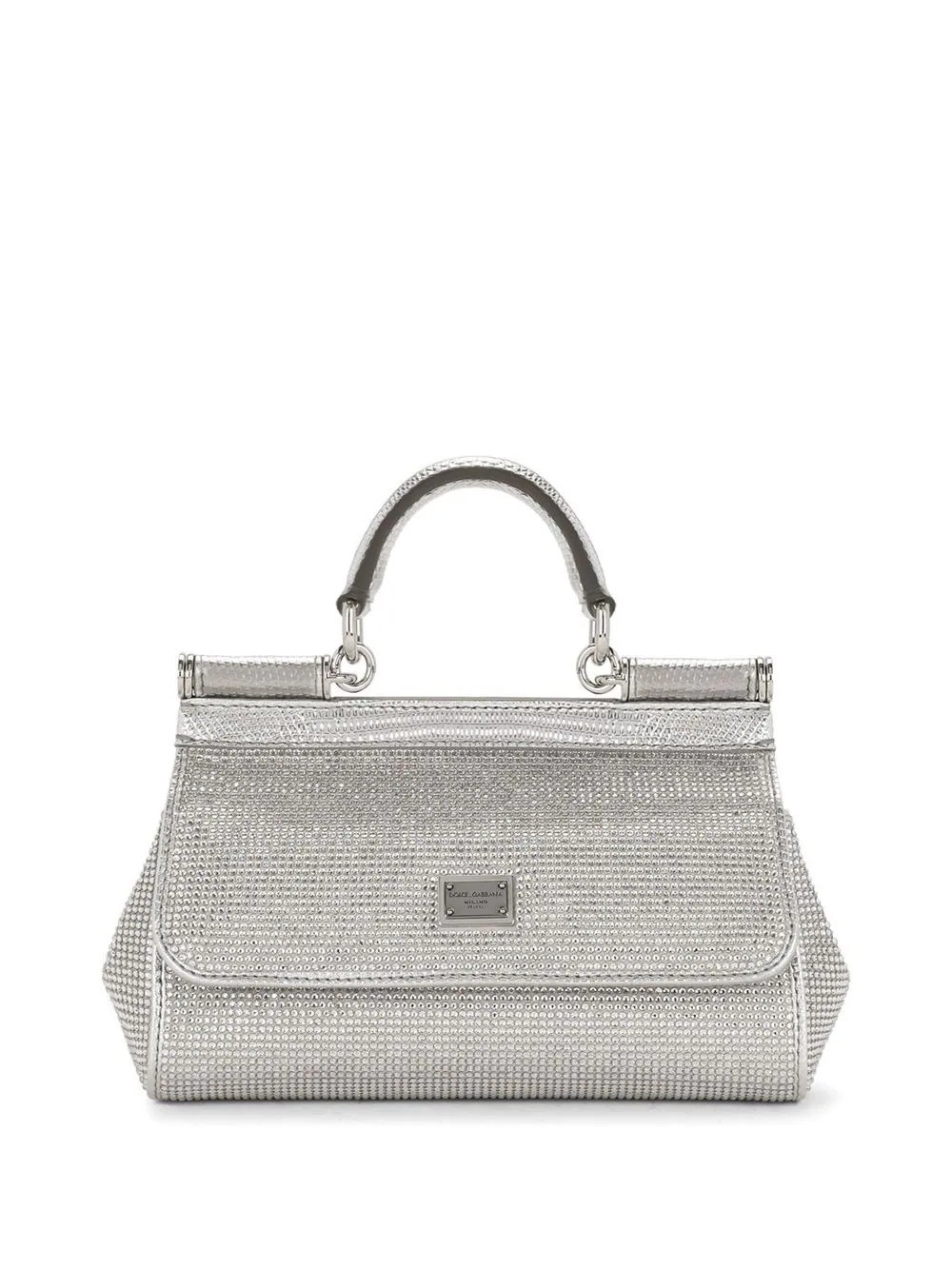 Dolce & Gabbana small Sicily satin top-handle bag - Silver | Farfetch Global