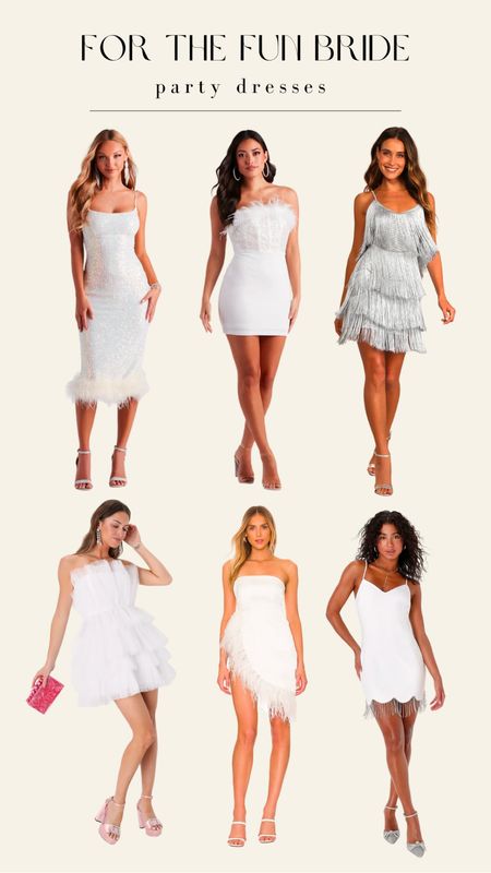 Party dresses for brides to be! 

Bachelorette trip outfit. Bachelorette outfit. White dresses. Dresses for brides. Bride outfits. Cocktail dresses. 

#LTKunder100 #LTKwedding #LTKstyletip