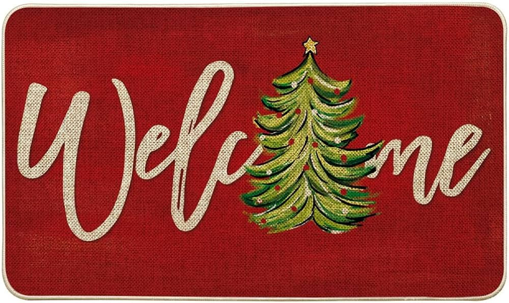 Artoid Mode Red Xmas Tree Christmas Welcome Doormat, Winter Home Decor Low-Profile Switch Rug Doo... | Amazon (US)