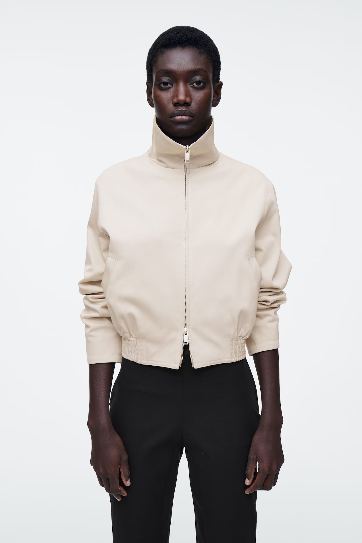 FUNNEL-NECK BOMBER JACKET - LIGHT BEIGE | COS | COS (EU)