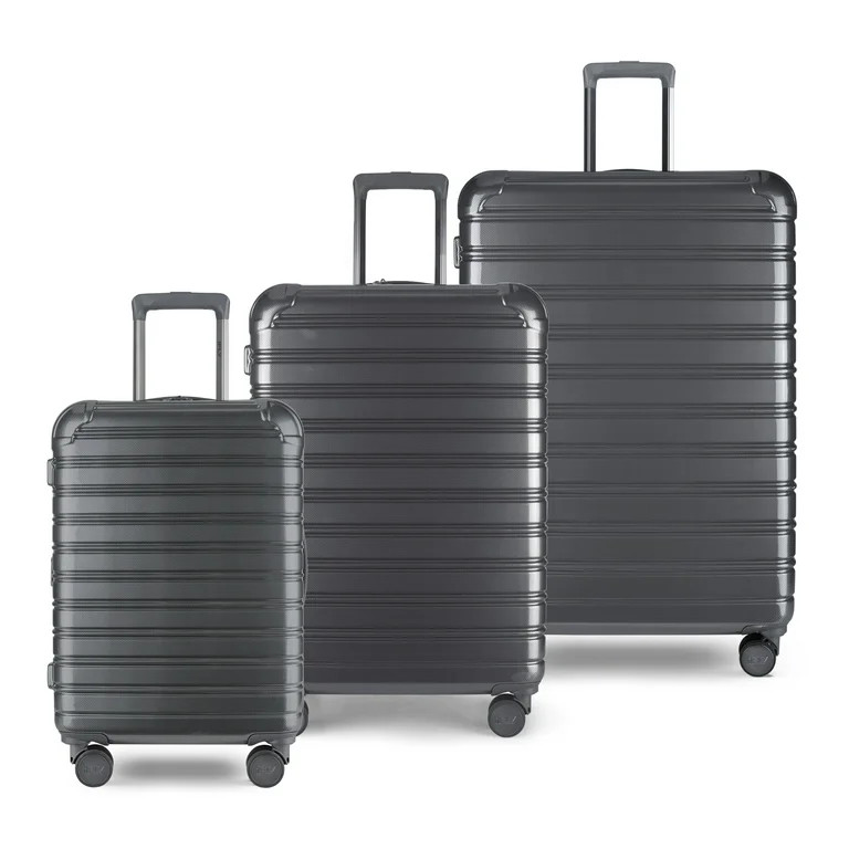 iFLY Hardside Fibertech 3.0 3 Piece Set, 20" Carry-on, 24" and 28" Checked Luggage, Gadget Gray | Walmart (US)