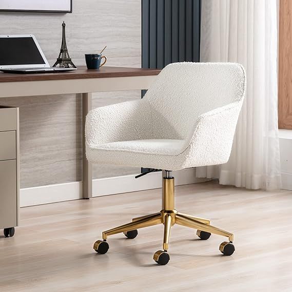 Zesthouse Home Office Chair, Modern Swivel Desk Chair with Wheels, Upholstered Sherpa Vanity Chai... | Amazon (US)
