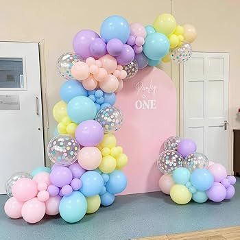 Pastel Balloons, 12 Inch Rainbow Macaron Pink Blue Teal Yellow Purple Apricot Assorted Balloon wh... | Amazon (US)