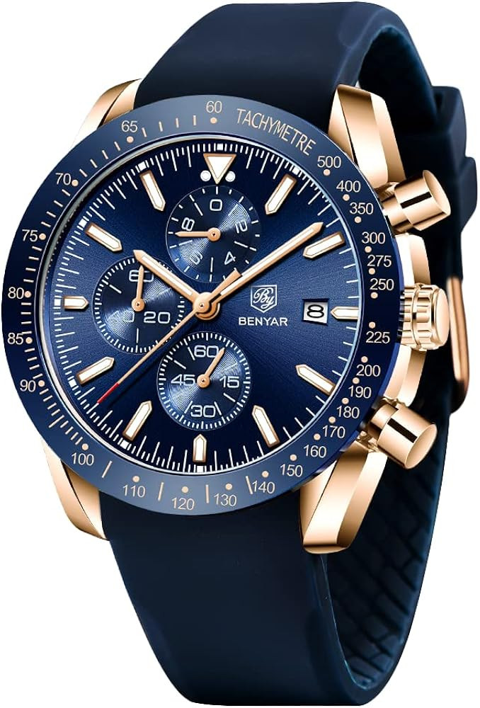 BENYAR Watch for Men Analog Quartz Chronograph Waterproof Luminous Designer Mens Wrist Watches Bu... | Amazon (US)