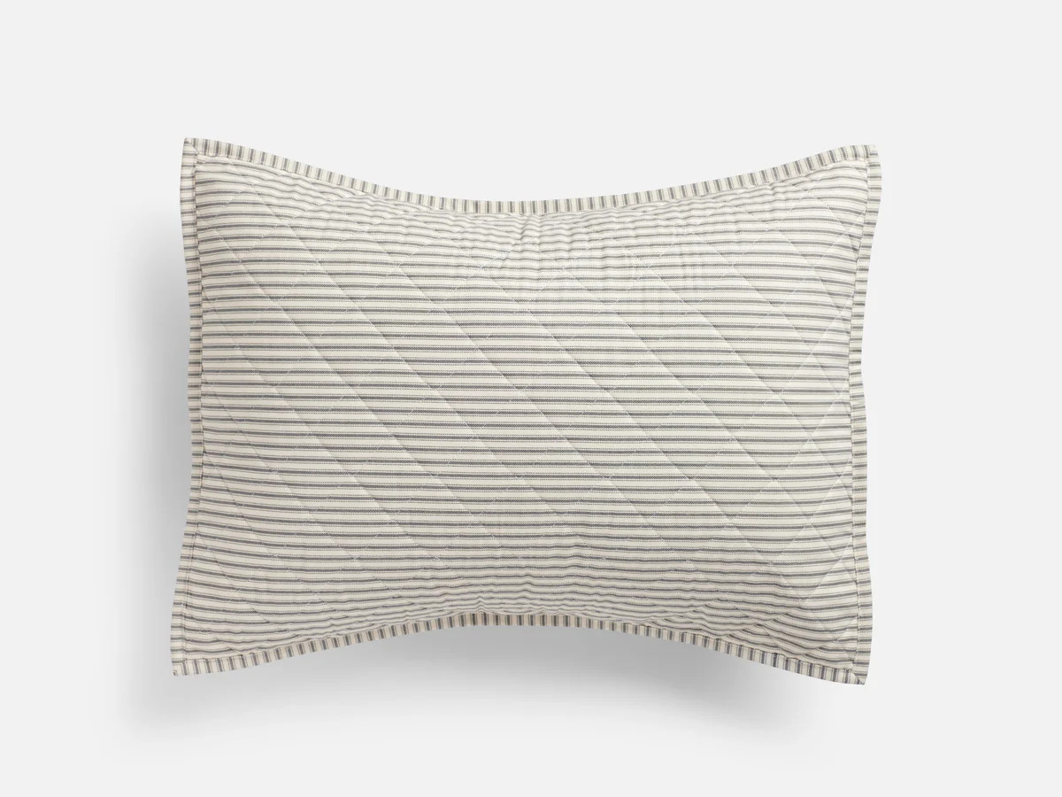 Ticking Stripe Quilted Standard Sham | Red Land Cotton