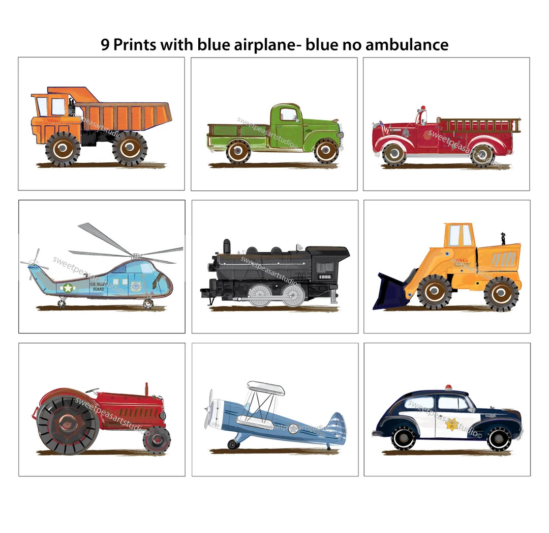 Transportation Wall Art for Boys Bedroom, Nursery Baby Prints, Big Kids Decor | Etsy (US)