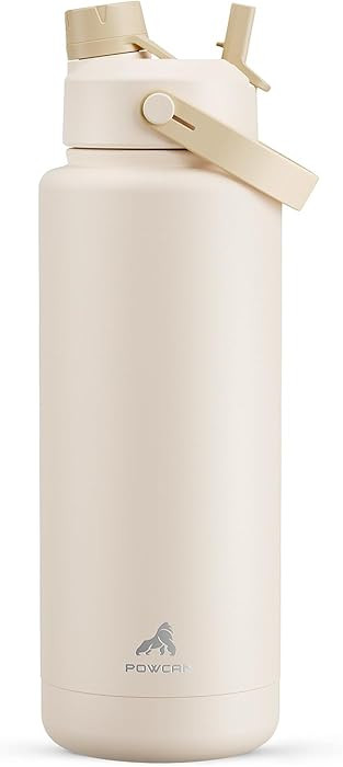 POWCAN 40 oz Insulated Water Bottle with 2-in-1 Straw and Spout Lid, Keep Cold 24H, Leak-Proof, B... | Amazon (US)