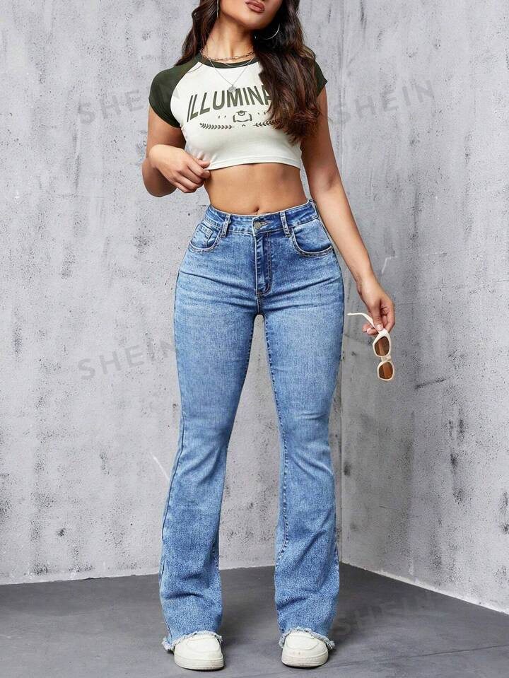 High Waist Flare Leg Jeans | SHEIN USA | SHEIN
