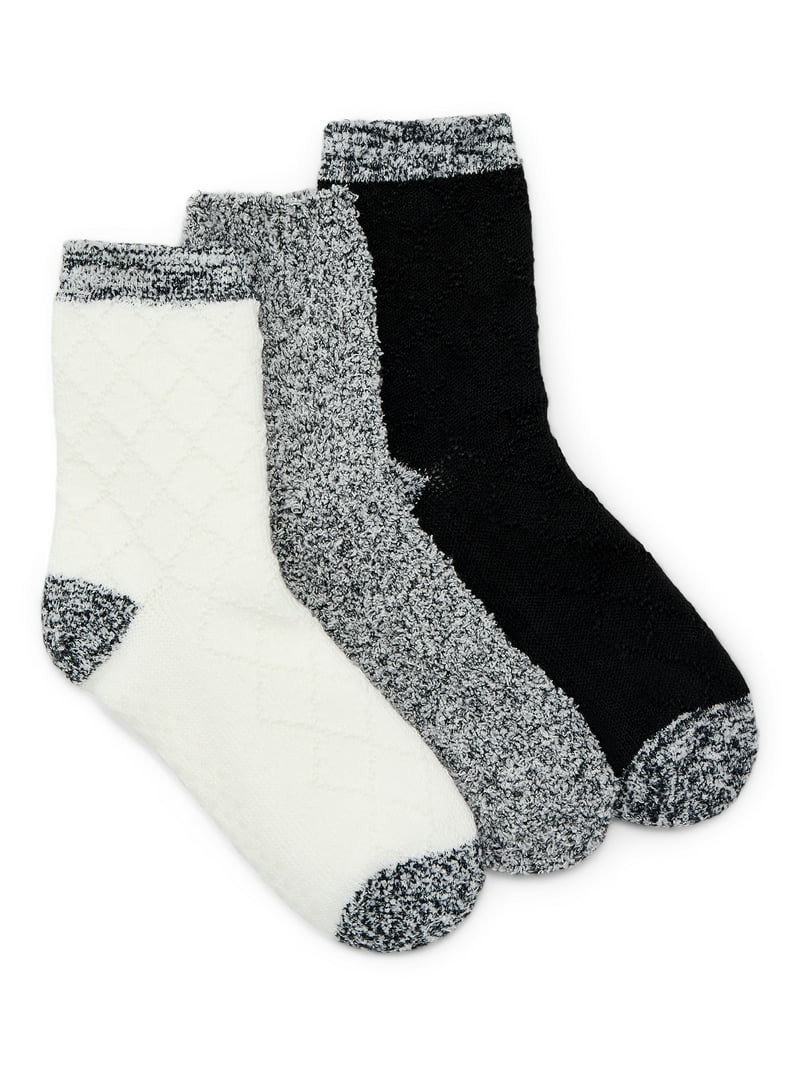 Joyspun Women's Double Layer Crew Lounge Socks, 3-Pack, Fits Shoe Sizes 4-10 | Walmart (US)