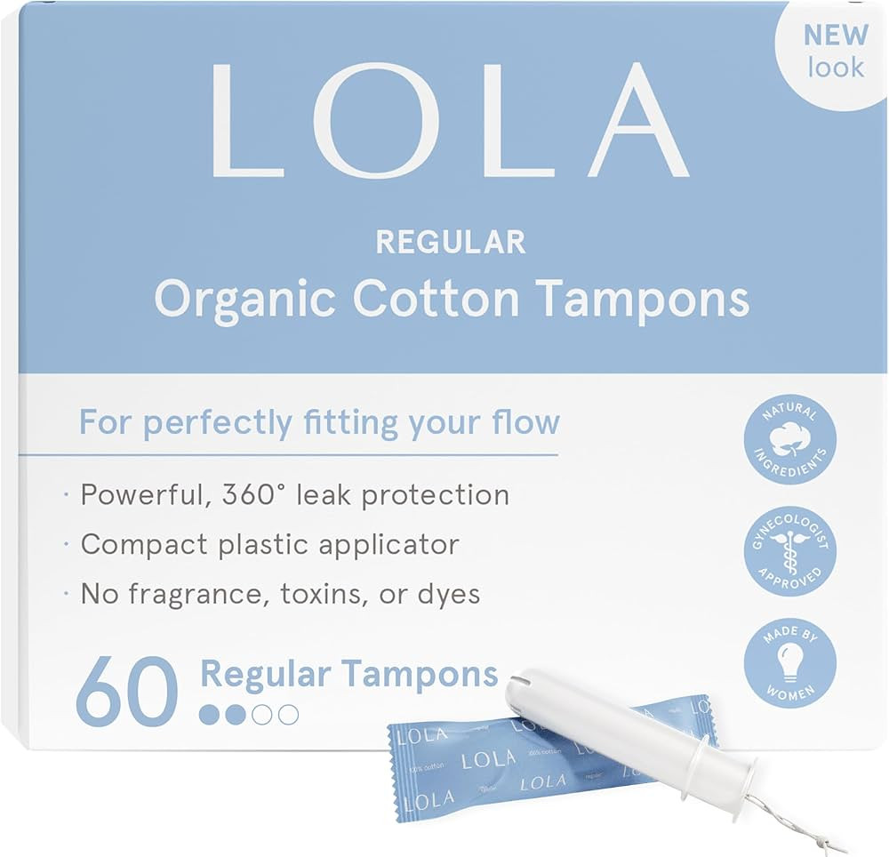 LOLA Organic Cotton Tampons, 60 Count - Tampons Regular, Period Feminine Hygiene Products, HSA FS... | Amazon (US)