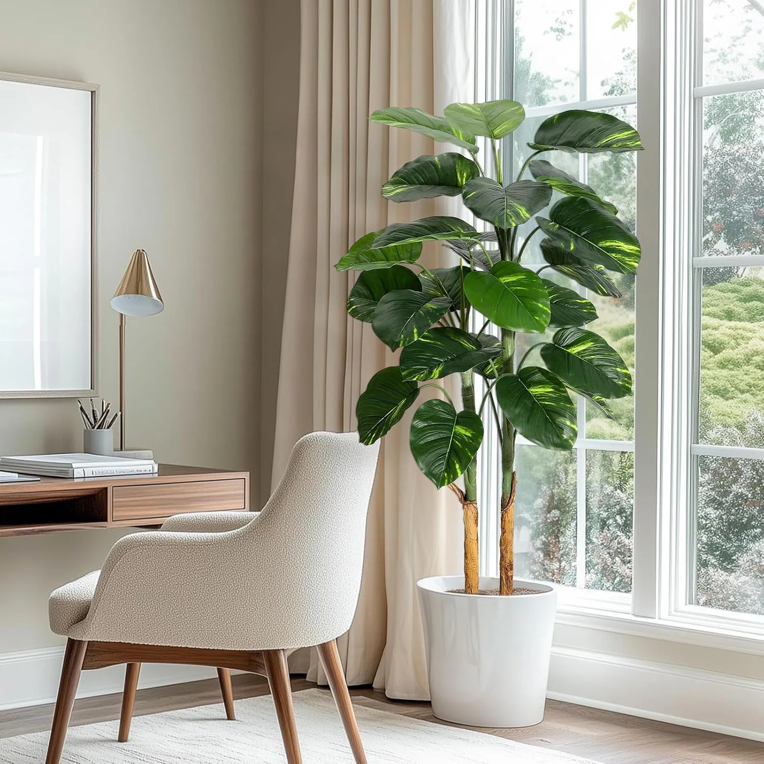 Garvee Artificial Plant Indoor 5 ft Fake Tree with Decorative Planter Tall Faux Floor Plants Indoor and Outdoor Artificial Scindapsus Aureus Trees | Lowe's