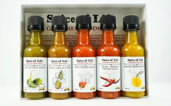 Mini Hot Sauce 5 Gift Pack Variety of Heat Levels from Mild to Scotch Bonnet. Great gift for Him,... | Etsy (US)