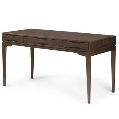 WyndenHall Pearson Solid Hardwood Desk Walnut/Brown: Mid-Century Modern Office Desk with Keyboard Tray | Target