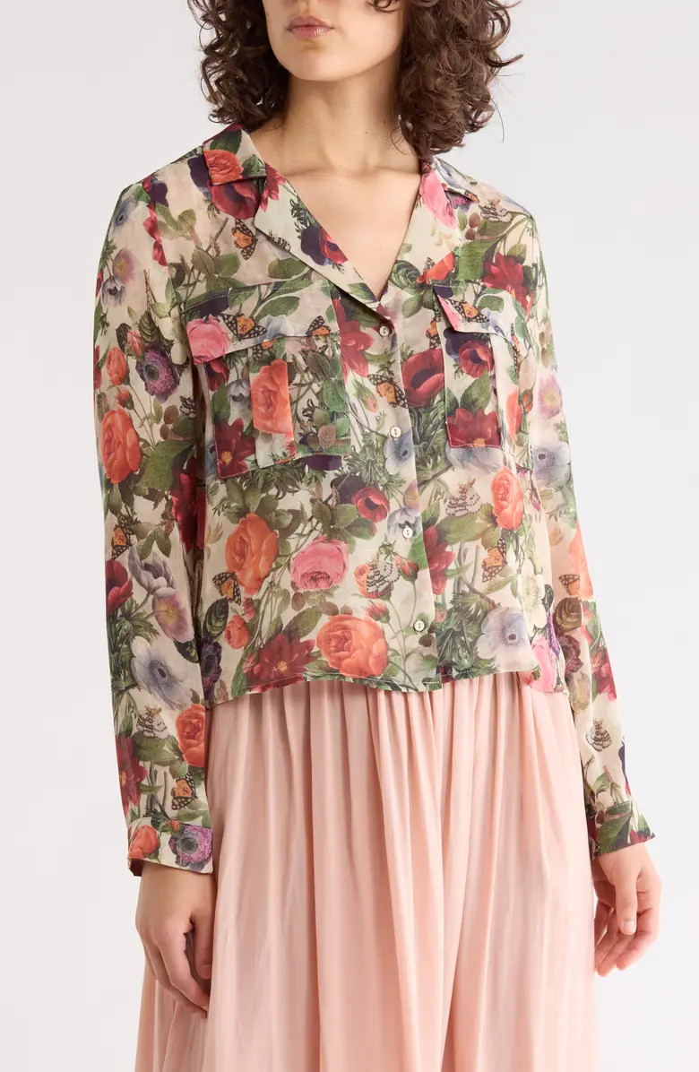 T Tahari Print Long Sleeve Crop Blouse | Nordstromrack | Nordstrom Rack
