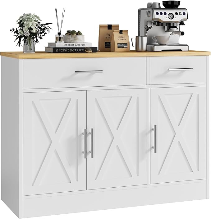 Shintenchi Modern Farmhouse Sideboard Buffet Cabinet with Storage & 3 Doors,Barn Doors Buffet Cab... | Amazon (CA)