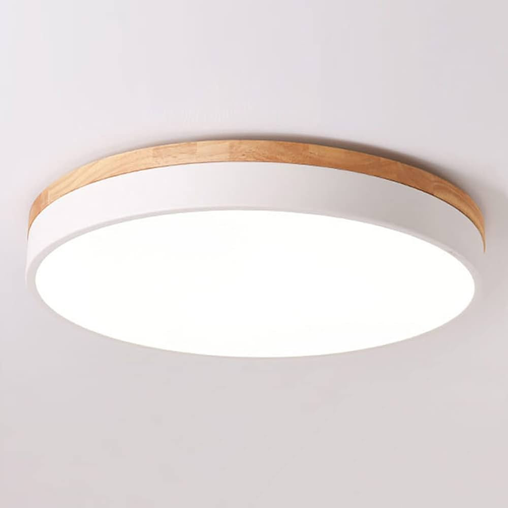 Yiisem Dimmable Wood LED Flush Mount Ceiling Light, 5CCT 2700K-6000K Modern Round Close to Ceilin... | Amazon (US)