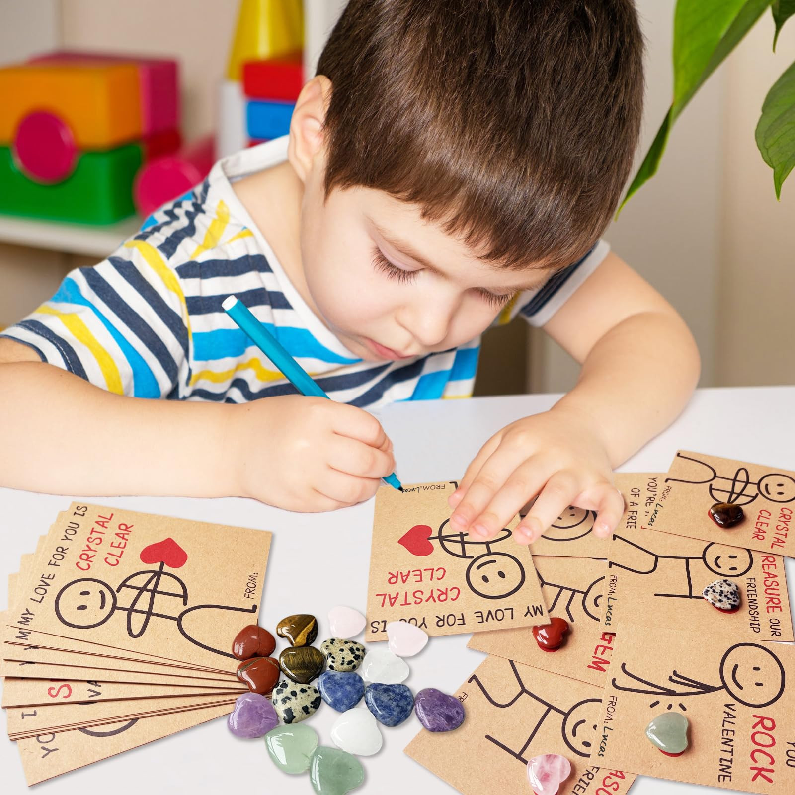 MBMFT Valentines Day Gifts for Kids - 24 Pack Valentines Cards with Heart-Shape Crystals - Funny ... | Amazon (US)