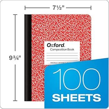 Oxford Composition Notebook 6 Pack, Wide Ruled Paper, 9-3/4 x 7-1/2 Inches, 100 Sheets, Assorted ... | Amazon (US)