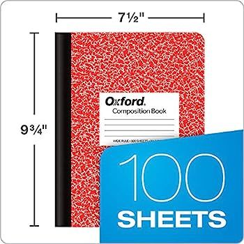 Oxford Composition Notebook 6 Pack, Wide Ruled Paper, 9-3/4 x 7-1/2 Inches, 100 Sheets, Assorted ... | Amazon (US)