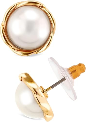 Anne Klein Women's Pearl Stud Earrings, Layered Statement Fashion Jewelry for Everyday and Evenin... | Amazon (US)