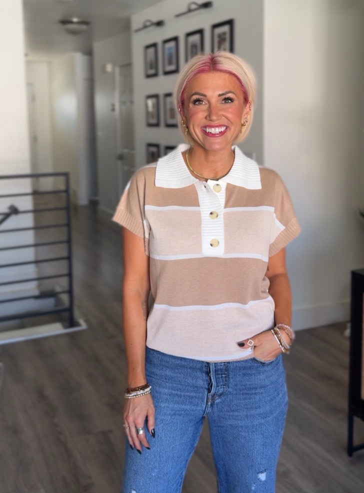 Rocking this cute striped sweater with some cargo jeans! Perfect for these transitional days. Sweater: Small // Jeans: 4 // Shoes: TTS 

 #LTKootd #LTKSeasonal #LTKSaleAlert