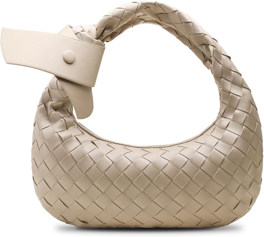 Leather Woven Bag for Women, Woven Knot Clutch Bag, Dumpling Bag Hobo Bag, Vegan Leather Top Hand... | Amazon (US)