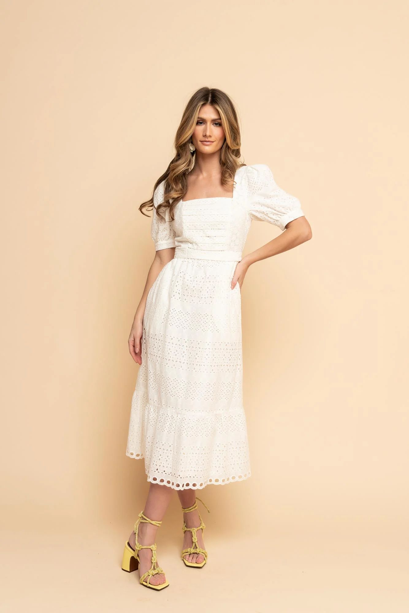 Eyelet Midi Dress - White | Rachel Parcell