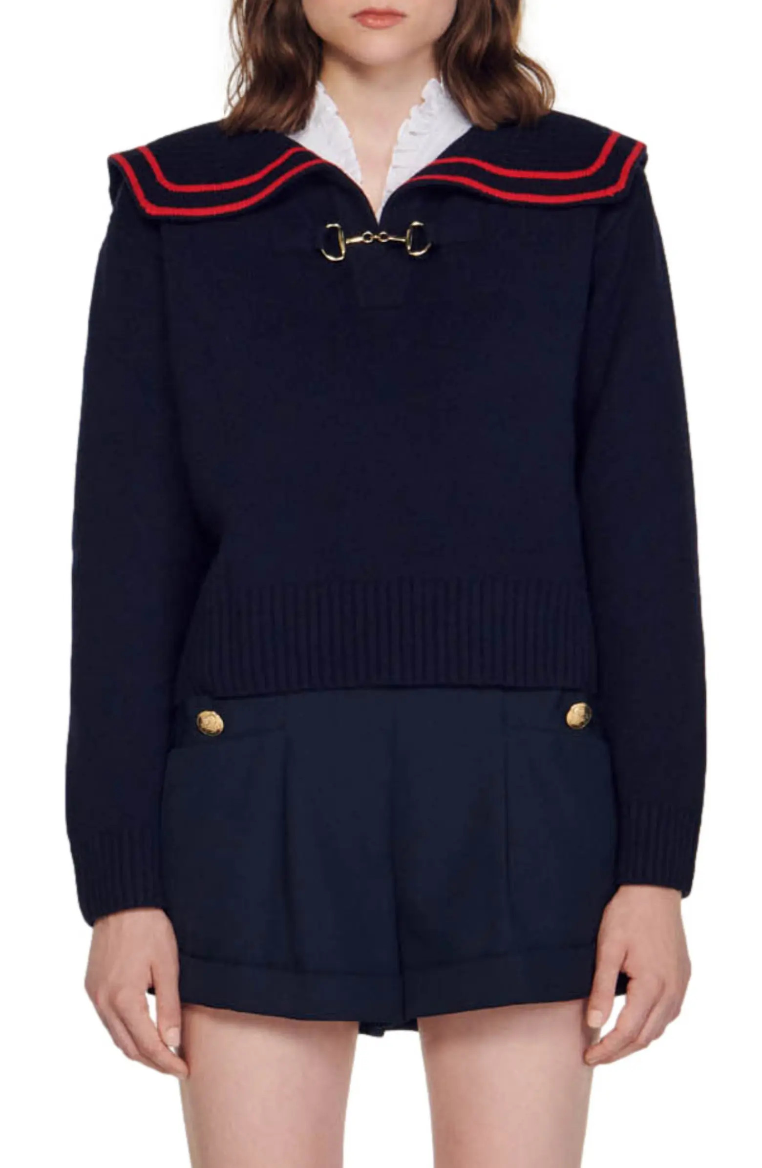 sandro Williams Puritan Collar Wool Sweater | Nordstrom | Nordstrom