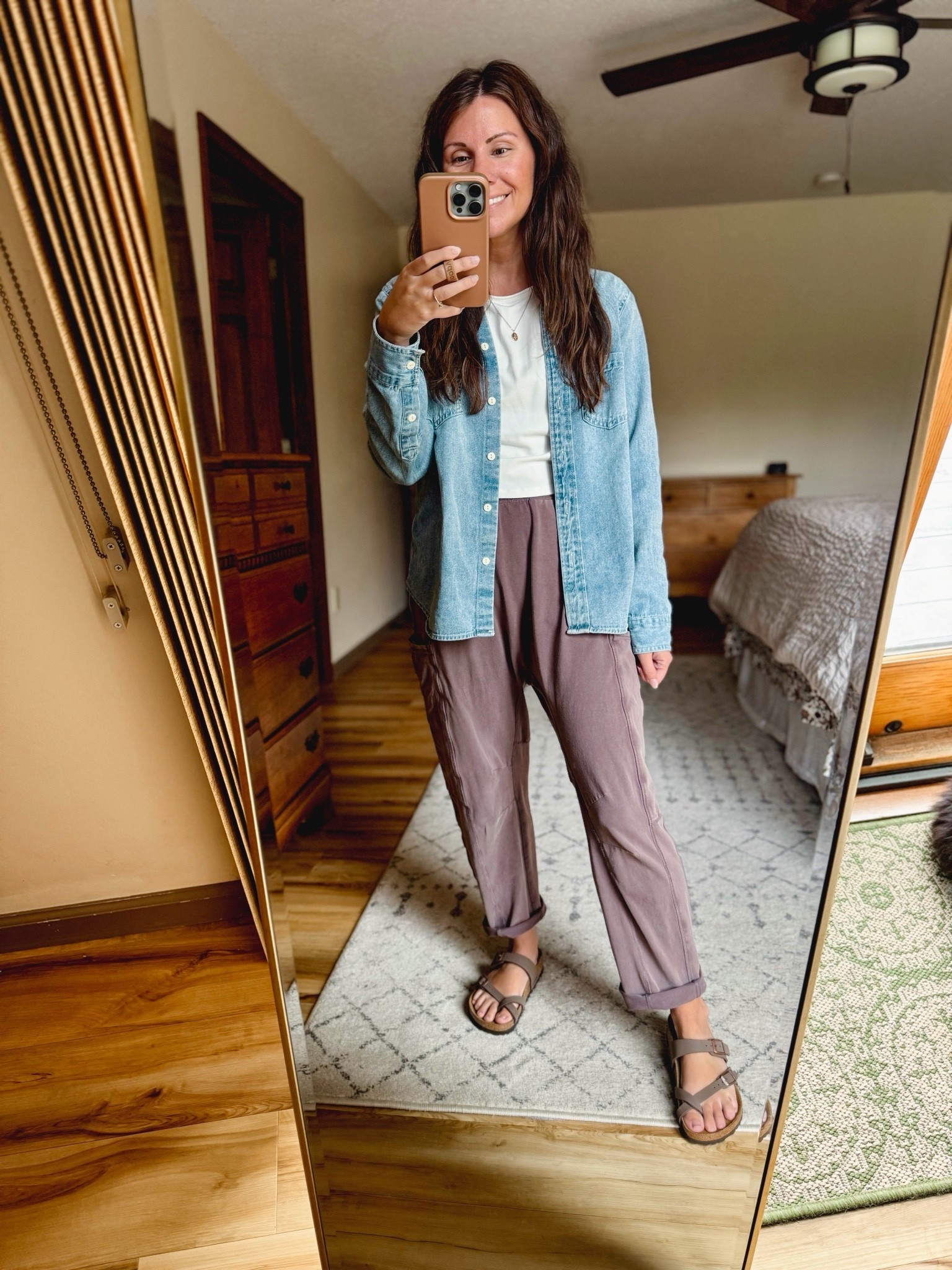 xs in my pants and 36 in my Birkenstock sandals. My tee and denim shirt are older so linked similar!

#LTKPetite #LTKgrwm #LTKootd