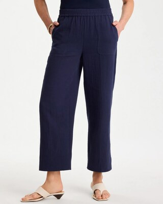 Women's Cotton Gauze Tapered Crop Pants in Blue | Chico's | Chico's