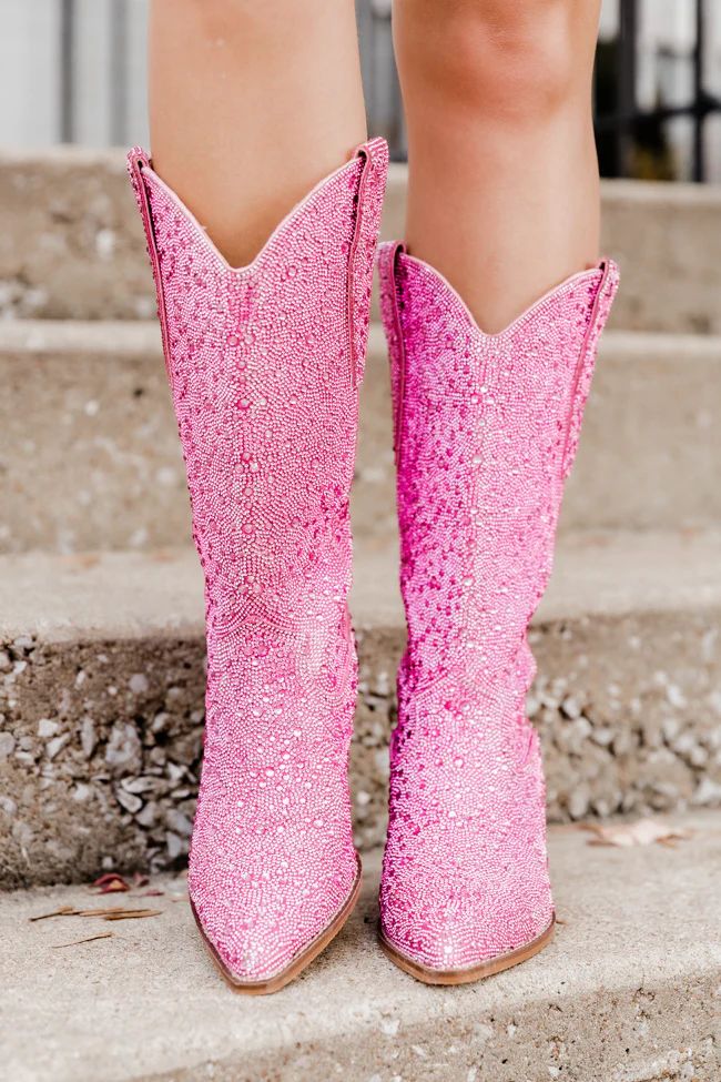 Taylor Pink Rhinestone Boot | Pink Lily