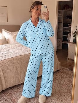 Tankaneo Womens Button Down Pajama Sets Long Sleeve 2 Piece Lounge Sets | Amazon (US)