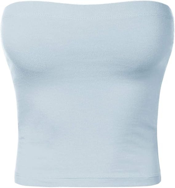 Women's Tube Crop Tops Strapless Cute Sexy Cotton Basic Solid Casual Cami Tops | Amazon (US)