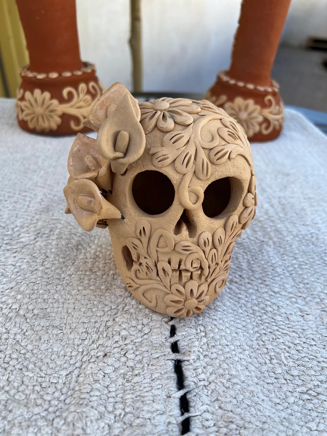 Day of the Dead Clay Skull Small - Etsy | Etsy (US)