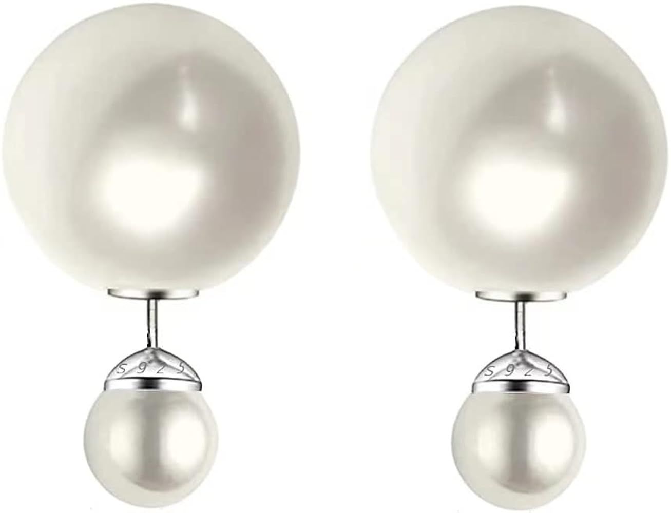 925 Sterling Silver Double-sided Balls Stud Post Earrings Cute Smooth Candy Ball Perforated Earri... | Amazon (US)