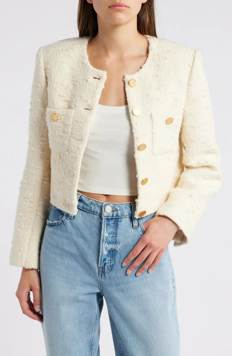Button Front Crop Tweed Jacket | Nordstrom