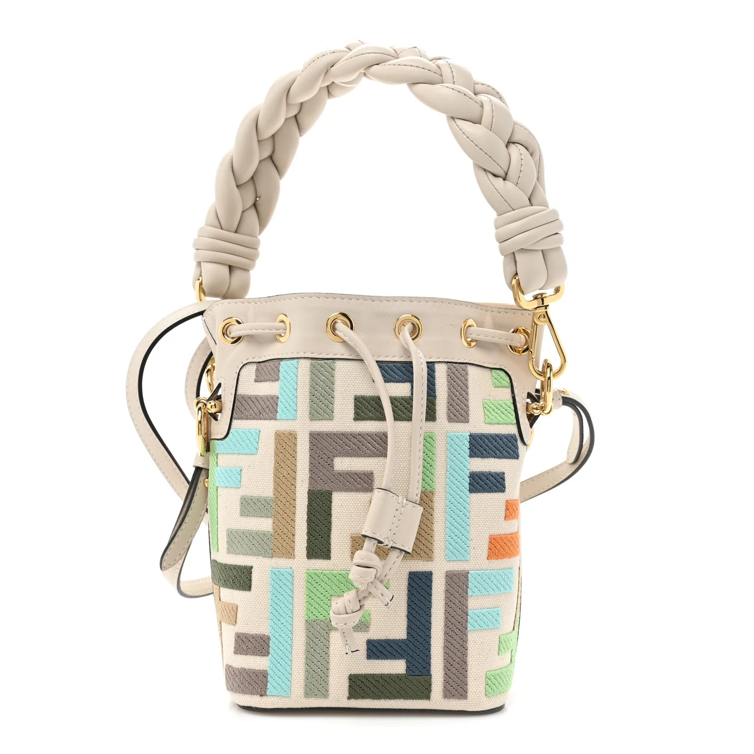 Canvas Vitello Grace F is Fendi FF Multicolor Embroidered Mini Mon Tresor Bucket Bag Grezzo Multi... | FASHIONPHILE (US)