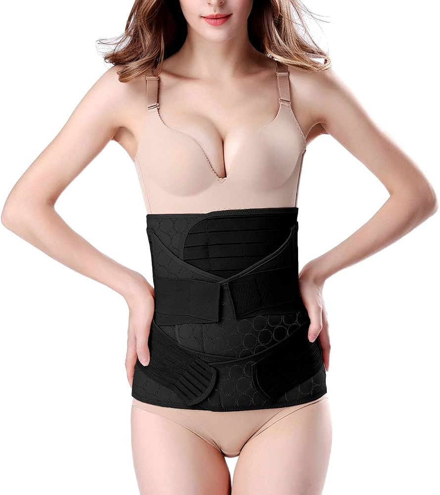 ChongErfei 3 in 1 Postpartum Belly Wrap - Recovery Belly/Waist/Pelvis Belt Black Postpartum Belly... | Amazon (US)