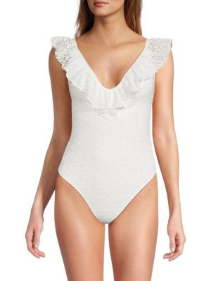Ramy Brook Lace Tinsley Ruffled One-Piece Swimsuit on SALE | Saks OFF 5TH | Saks Fifth Avenue OFF 5TH