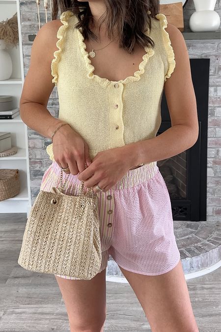 I am a huge fan of the boxer shorts outfit trend for the summer and this sweet pink and yellow combo is adorable! Size up in these shorts for a roomier fit. 

#lovelulus #lulusambassador #boxershorts #summerfashioninspo #summerstyles #pinterestinspired #pinterestfashion #girlyoutfits 



#LTKFindsUnder50 #LTKStyleTip #LTKFindsUnder100