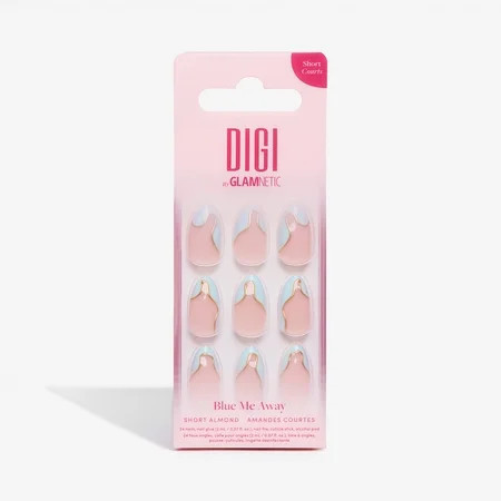 DIGI by Glamnetic Short Almond Artificial Press-on Nails Blue Me Away 24 Pieces | Walmart (US)