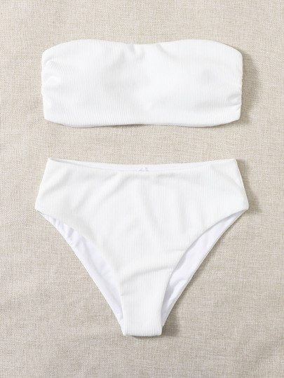 Bandeau High Waisted Bikini Swimsuit | SHEIN